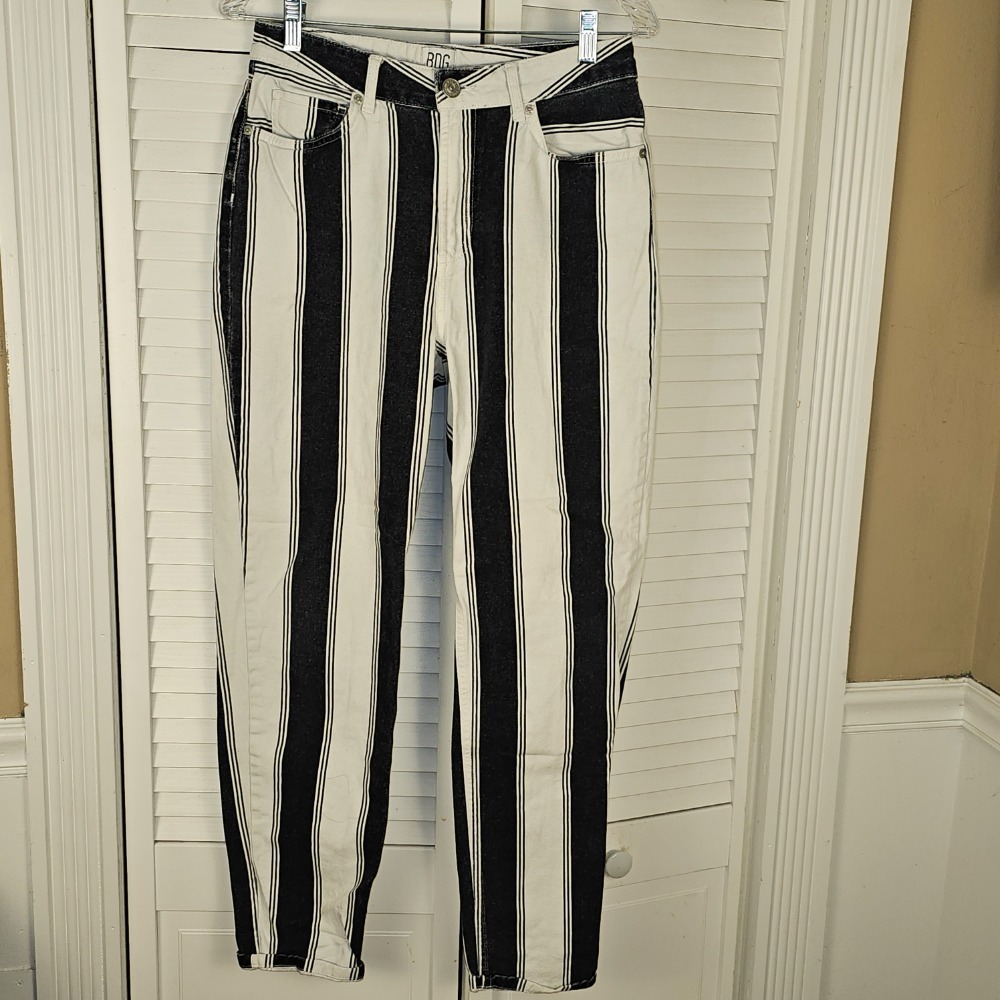 BDG Urban Outfitters Womens Black White‎ Vertical Stripe Mom Jeans 28